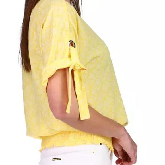 🔥Michael Kors🔥 Paisley-Print Grommet-Sleeve Top - Picture 3 of 4